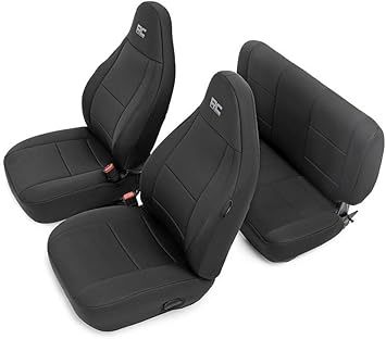 Rough Country Neoprene Seat Covers for Jeep Wrangler TJ (1997-2002) - Waterproof & UV Resistant, Foam Padded, Front & Rear Seat Cover Set